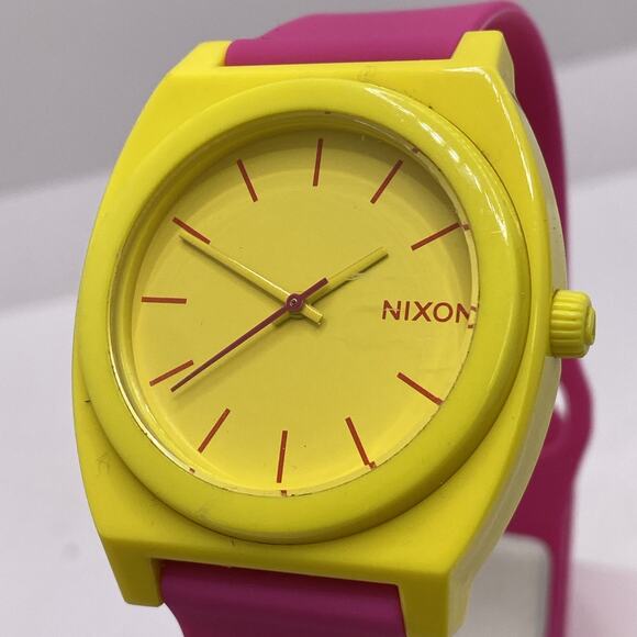 Nixon Time Teller Womens Yellow Pink Watch Works New Battery main image 6